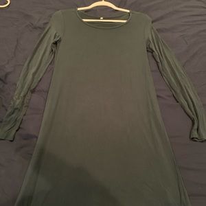 Long Sleeve Emerald Green Swing Dress